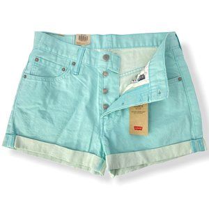 Levi's Mid-Rise Cuffed Mint Green 501 Shorts NWT
